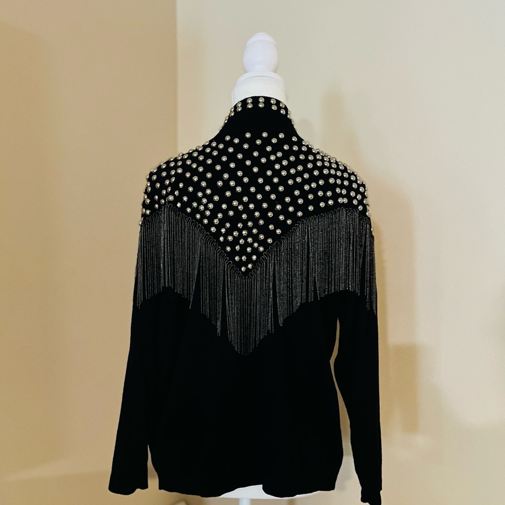 🔥One of a kind. RARE custom made Heavy Silver Studded Fringe Jacket🔥 - Picture 4 of 7